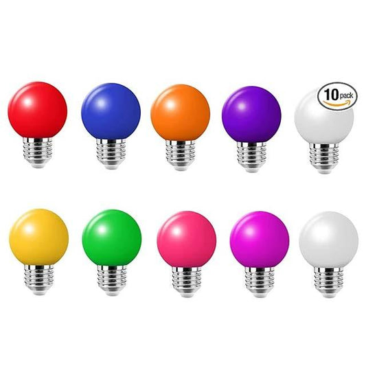 10-Pack LED Colored Bulbs 2W E27 G45 – Vibrant Multi-Color Golf Ball Lights for Home & Party Decor