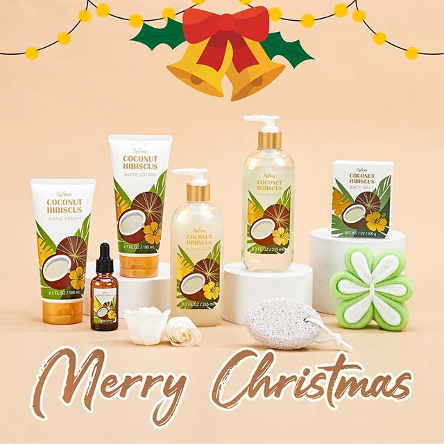 10-Piece Coconut Spa &amp; Bath Set for Women – Pamper Gift Kit for Mum with Bath Salt, Massage Oil, Bubble Bath, Body Lotion &amp; Tote Bag – Ideal Valentine's, Eid, &amp; Birthday Beauty Gift