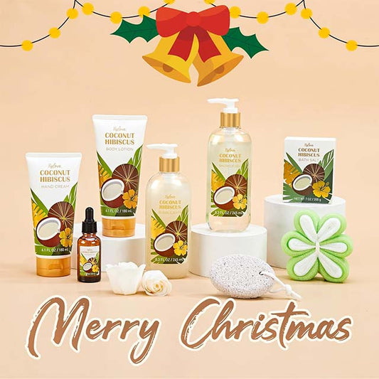 10-Piece Coconut Spa &amp; Bath Set for Women – Pamper Gift Kit for Mum with Bath Salt, Massage Oil, Bubble Bath, Body Lotion &amp; Tote Bag – Ideal Valentine's, Eid, &amp; Birthday Beauty Gift