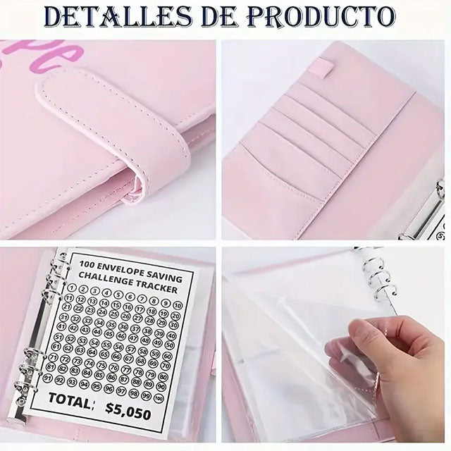 100 Envelope Challenge Binder – Fun & Easy Way to Save $5,050 – Budget Binder with Cash Notebook, 25 Inner Pages & 1 Digital Page for Money-Saving