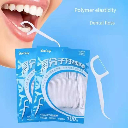 100 PCS Floss Family Pack – Ultra-Fine Disposable Toothpicks with Double Head for Portable Flossing & Dental Care