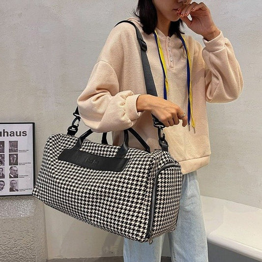 Luxury houndstooth Duffle Hand & Shoulder Bag (EGB161)