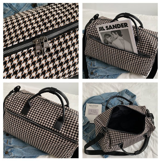Luxury houndstooth Duffle Hand & Shoulder Bag (EGB161)