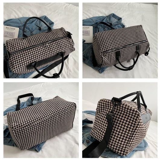 Luxury houndstooth Duffle Hand & Shoulder Bag (EGB161)