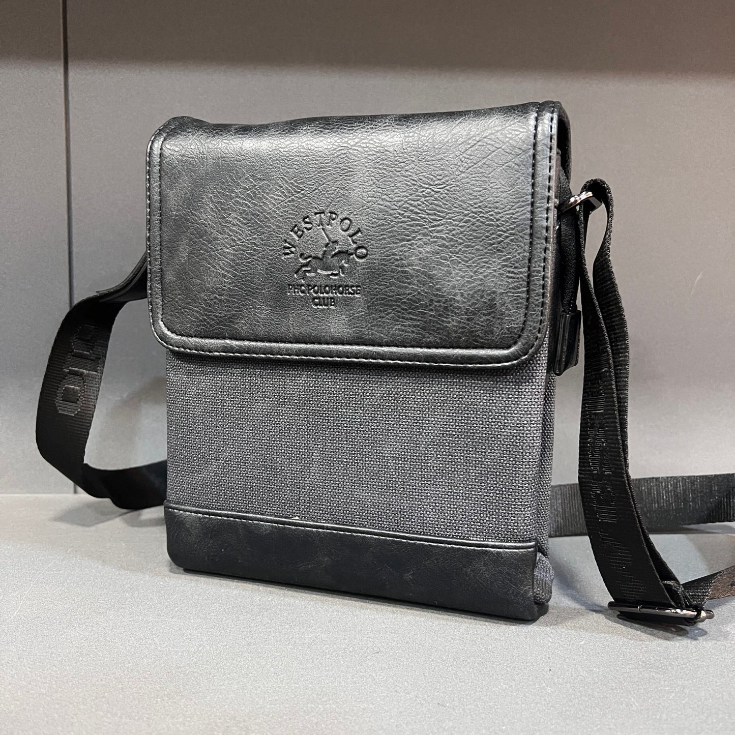 Sac bandoulière imperméable Westpolo en cuir et toile pour homme (4024)