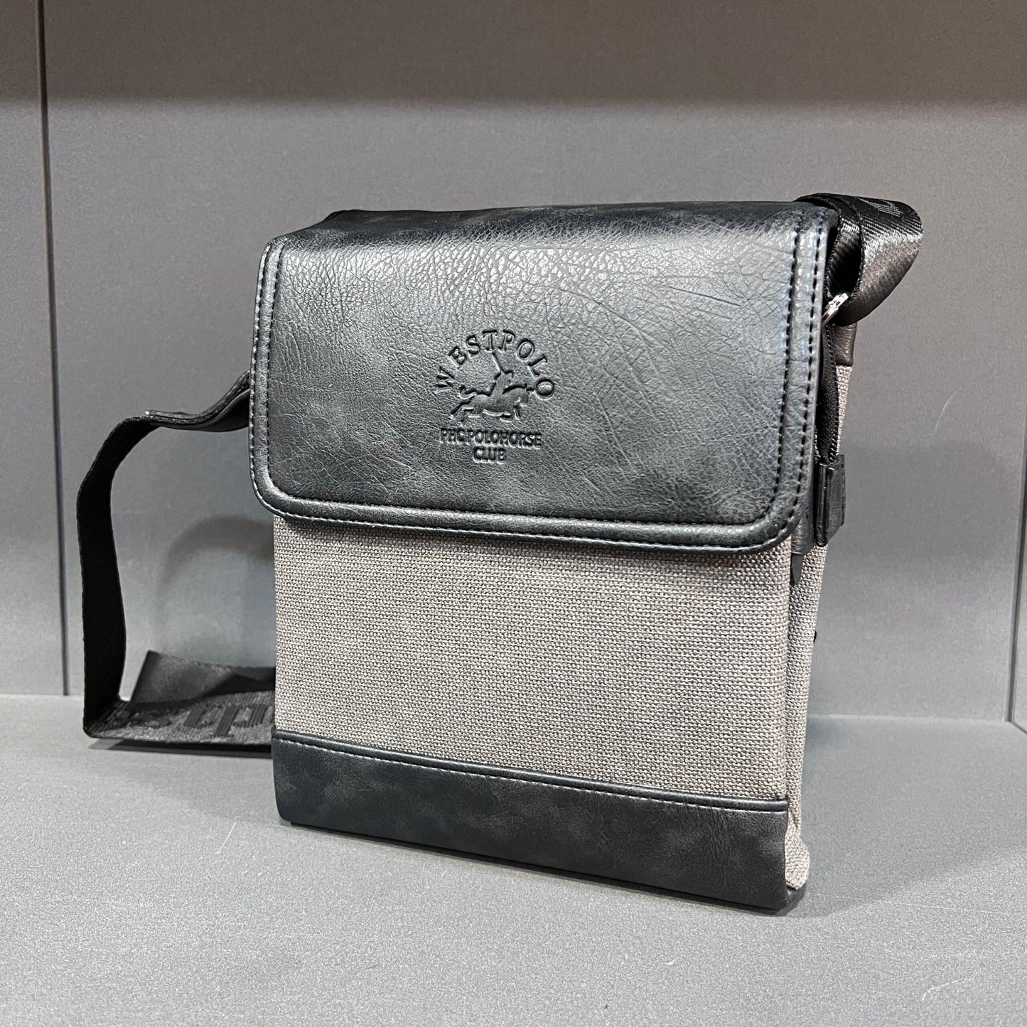 Sac bandoulière imperméable Westpolo en cuir et toile pour homme (4024)