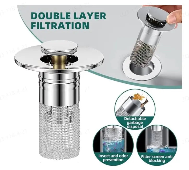 Filtre de bonde de sol en acier inoxydable – Crépine d'évier et de bonde de salle de bain anti-obstruction avec protection anti-odeurs