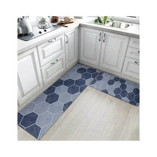 Tapis de sol de cuisine imperméable en PVC alvéolé anti-fatigue de 8 mm d'épaisseur, 2 pièces (120 x 45 cm + 75 x 45 cm)