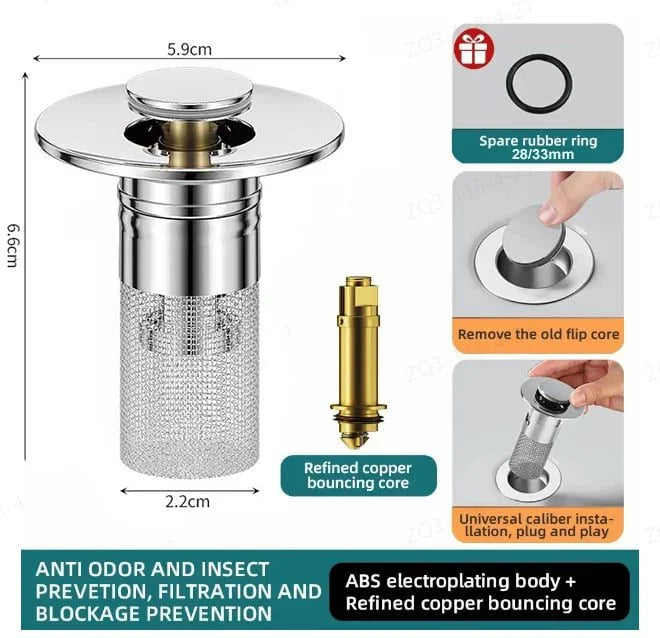 Stainless Steel Floor Drain Filter – Anti-Clog Sink & Bathroom Drain Strainer with Odor Protection