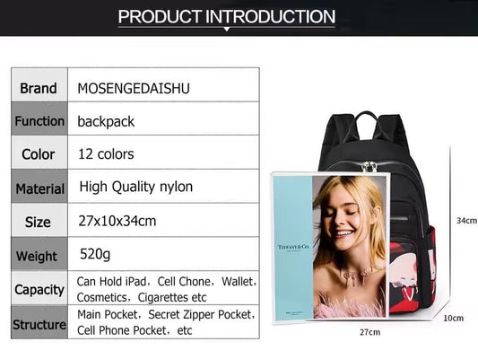 Sac à dos pour femme avec motif imprimé (EGB137)