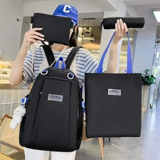 Lot de 4 sacs à dos scolaires en toile, grande capacité (EGB063)