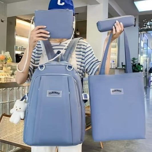 Lot de 4 sacs à dos scolaires en toile, grande capacité (EGB063)