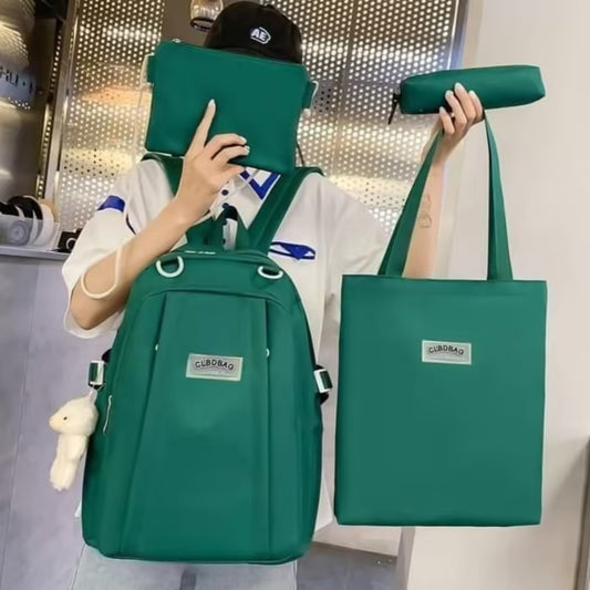 Lot de 4 sacs à dos scolaires en toile, grande capacité (EGB063)