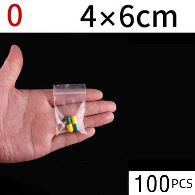 100PCS Mini Zip Lock Bags – Clear PE Plastic Packaging Pouches for Jewelry, Small Items, Samples & Storage