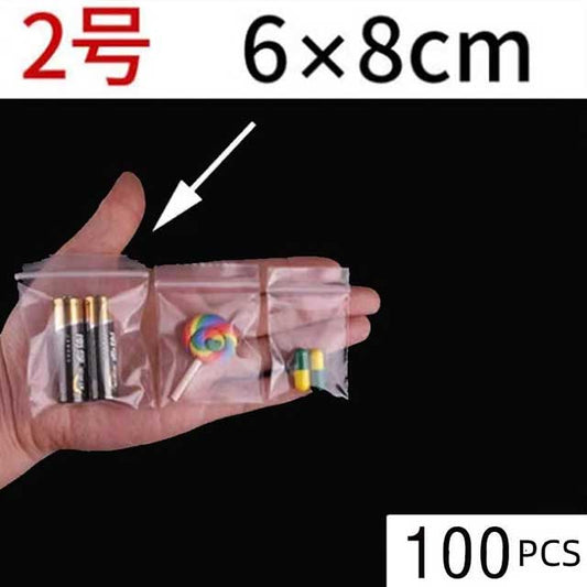 100PCS Mini Zip Lock Bags – Clear PE Plastic Packaging Pouches for Jewelry, Small Items, Samples & Storage