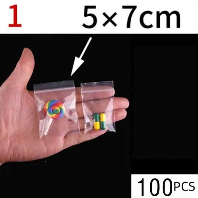 100PCS Mini Zip Lock Bags – Clear PE Plastic Packaging Pouches for Jewelry, Small Items, Samples & Storage