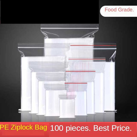100PCS Mini Zip Lock Bags – Clear PE Plastic Packaging Pouches for Jewelry, Small Items, Samples & Storage