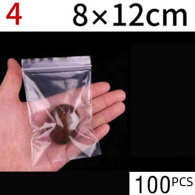 100PCS Mini Zip Lock Bags – Clear PE Plastic Packaging Pouches for Jewelry, Small Items, Samples & Storage