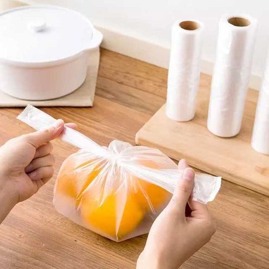 100PCS Vacuum Food Storage Bags – Transparent Fresh-Keeping Plastic Bags with Handle | 3 Sizes Resealable Food Saver Bags for Kitchen