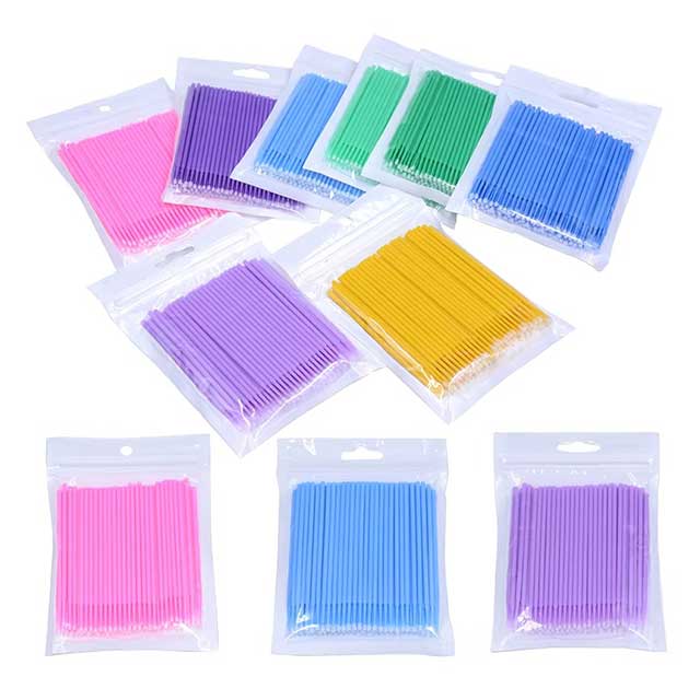 100Pcs Eyelash Cleaning Brushes – Micro Cotton Swabs for Lash Extension & Makeup Removal Tools