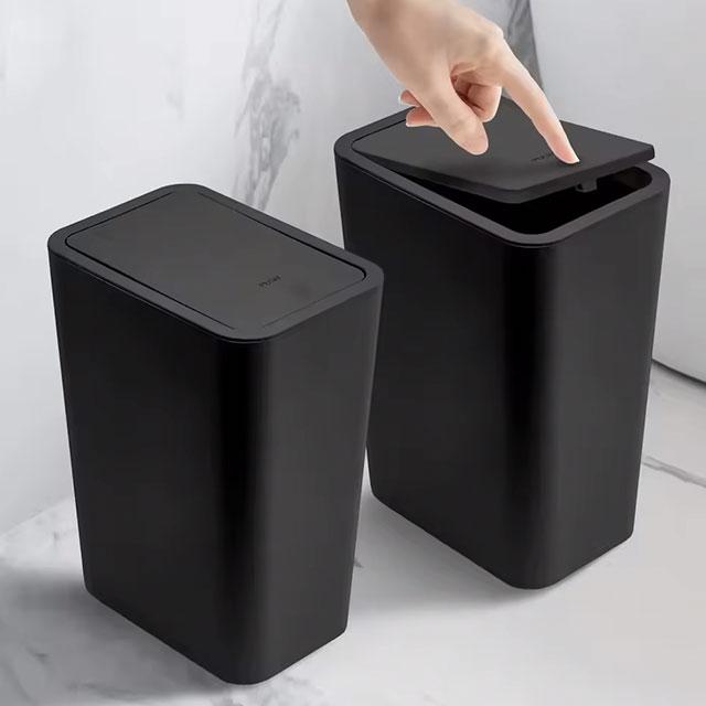 10L Car Trash Can – Small Plastic Garbage Bin with Press-Top Lid for Kitchen, Bathroom & Living Room