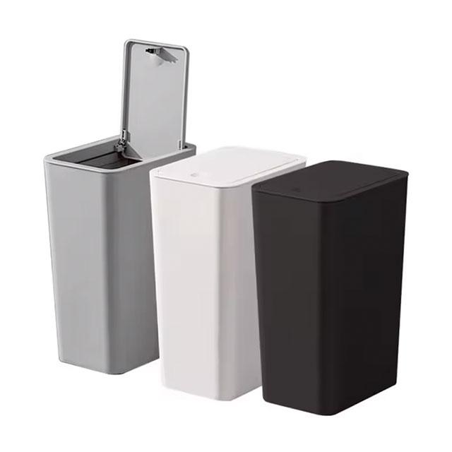 10L Car Trash Can – Small Plastic Garbage Bin with Press-Top Lid for Kitchen, Bathroom & Living Room