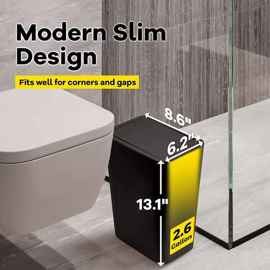 10L Car Trash Can – Small Plastic Garbage Bin with Press-Top Lid for Kitchen, Bathroom & Living Room