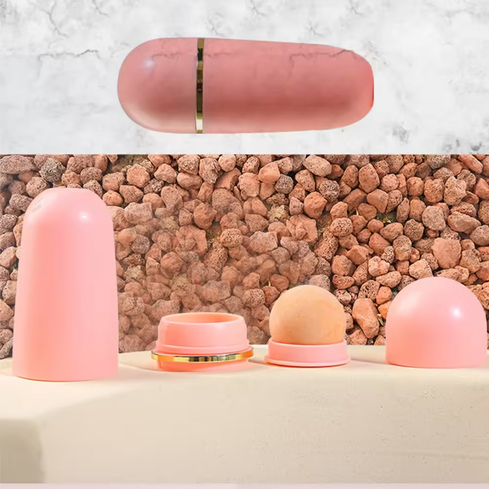 Natural Volcanic Stone Face Oil Absorbing Roller - Makeup Face Skin Care Tool for Facial Pores Cleaning