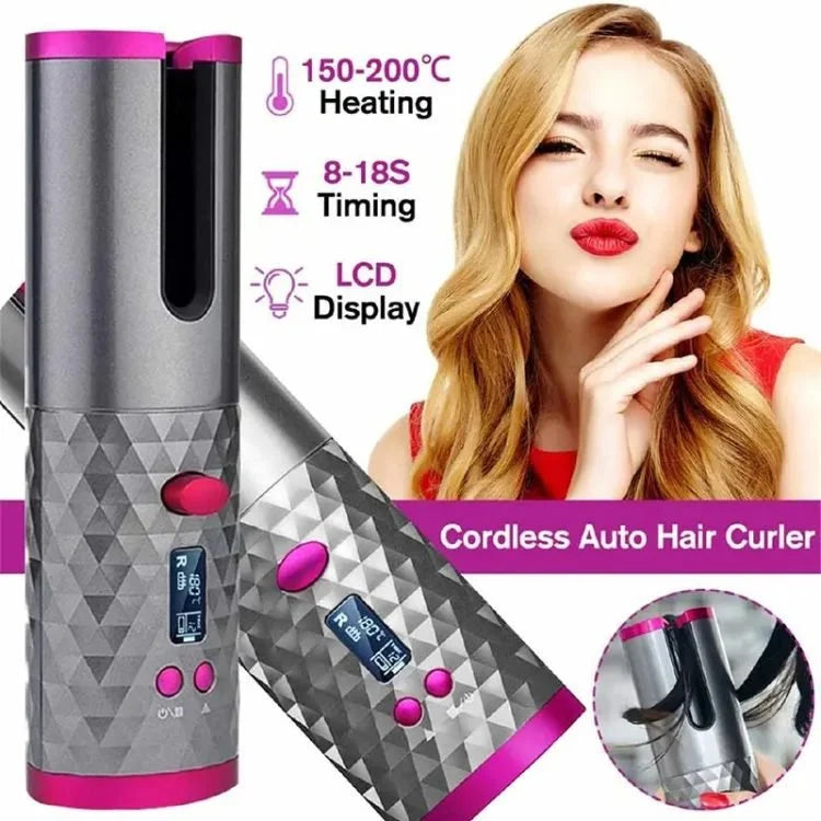 Fer à boucler automatique sans fil – Rechargeable par USB pour des boucles et des ondulations sans effort avec écran LCD