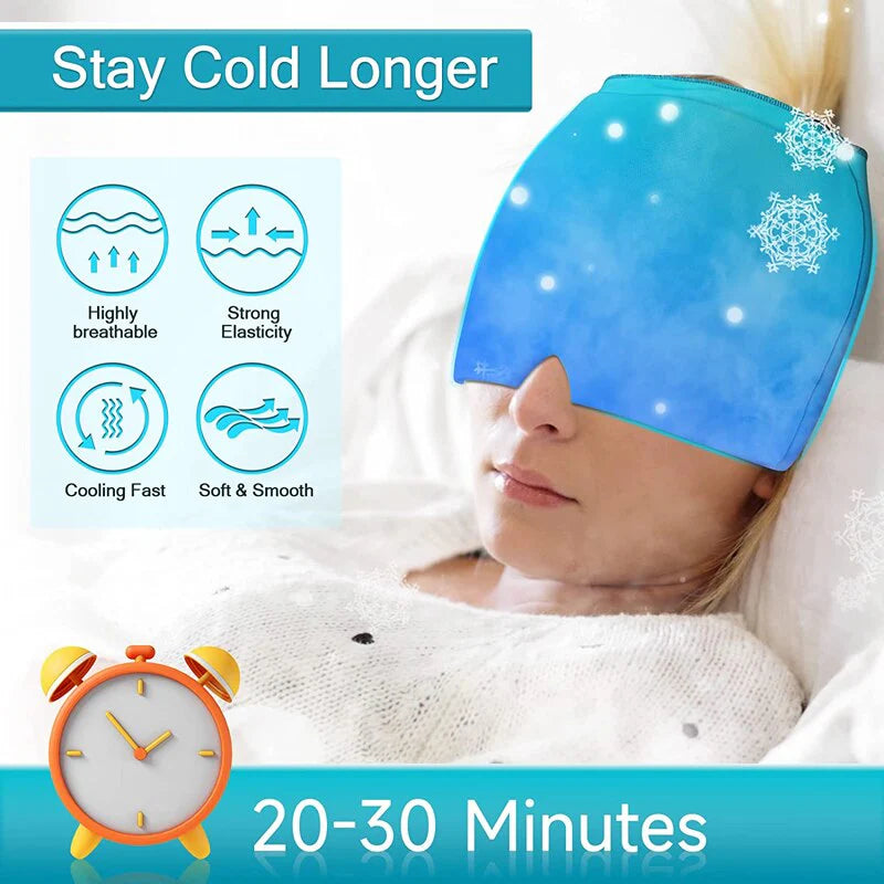 Headache & Migraine Relief Cap – Hot & Cold Therapy Gel Ice Head Wrap for Stress, Sinus & Tension Relief