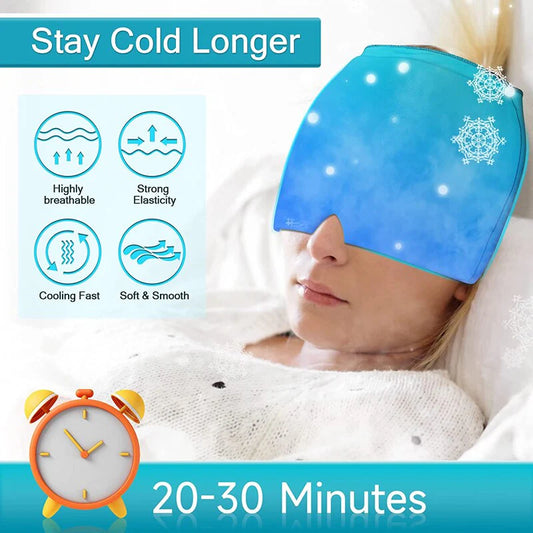 Headache & Migraine Relief Cap – Hot & Cold Therapy Gel Ice Head Wrap for Stress, Sinus & Tension Relief