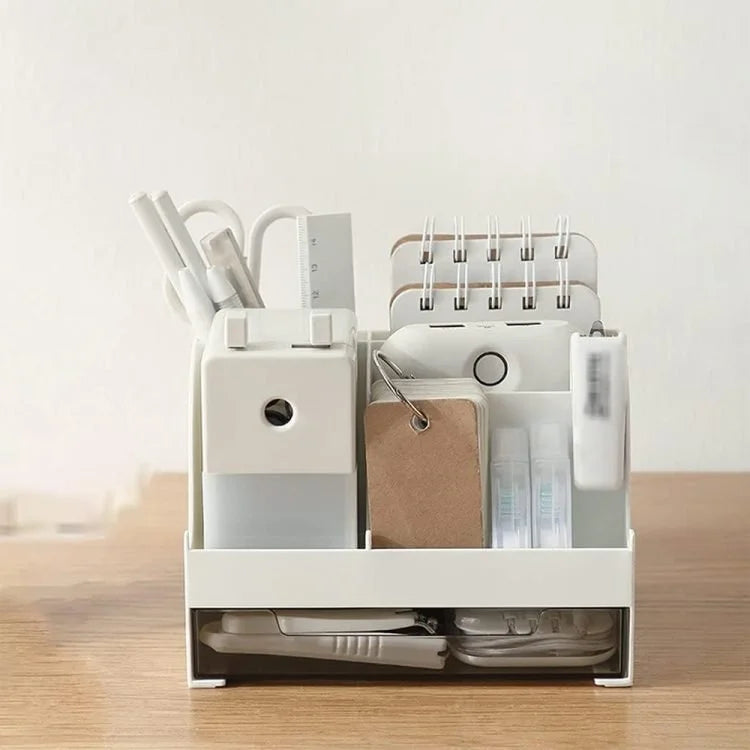 Multipurpose Desktop Organizer with Drawer – ABS Makeup Organizer, Office Desk Storage Box for Cosmetics, Stationery & Accessories