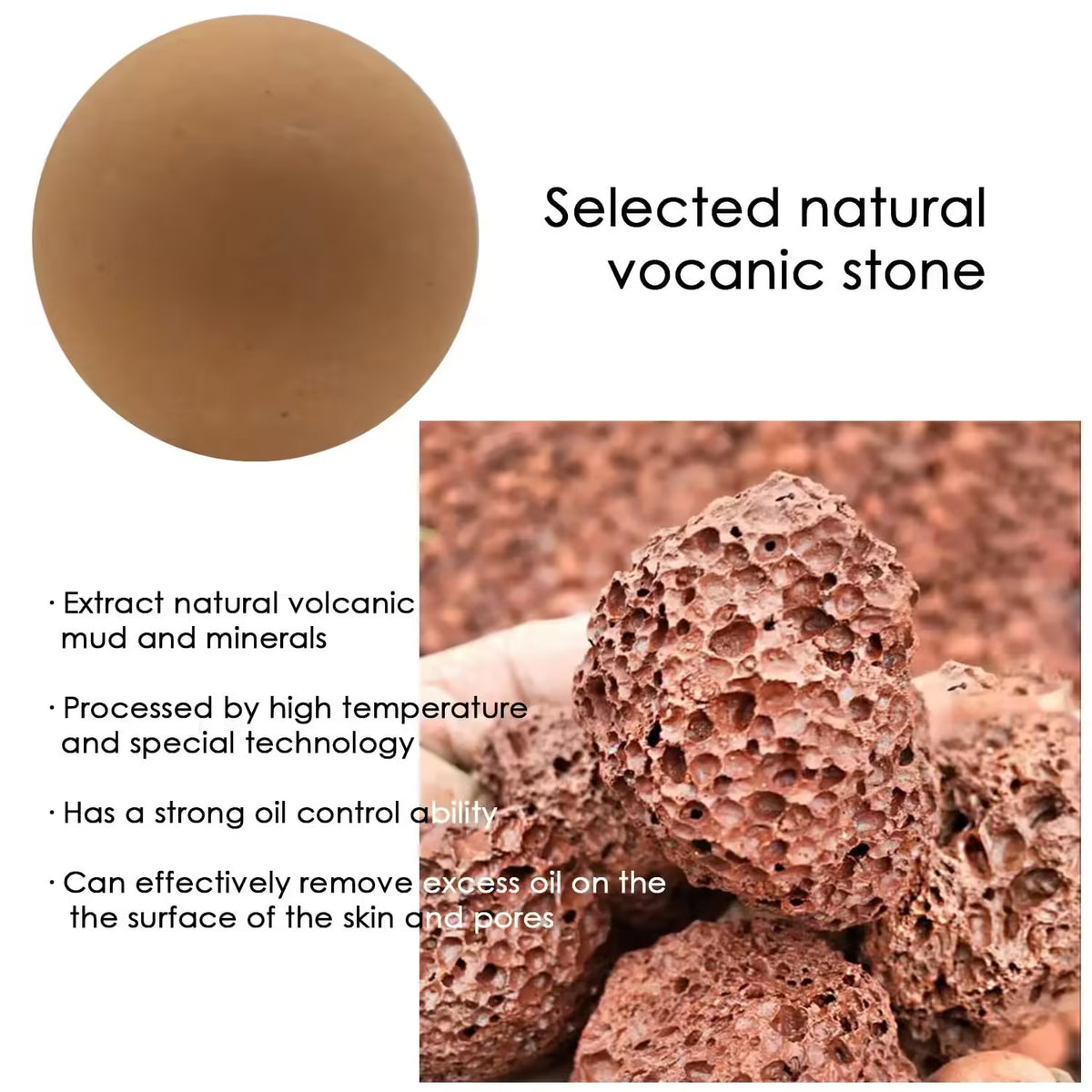 Natural Volcanic Stone Face Oil Absorbing Roller - Makeup Face Skin Care Tool for Facial Pores Cleaning
