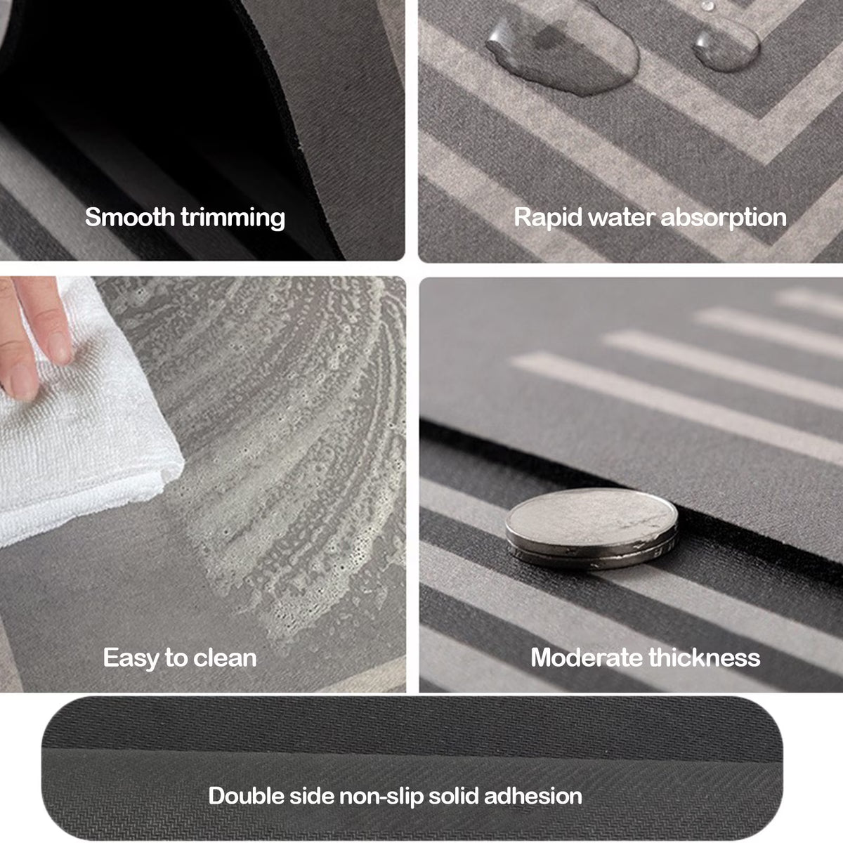 (50*80 cm) Rectangular Absorbent Anti Slip Rubber Quick Dry Bath Mat (EGM060)