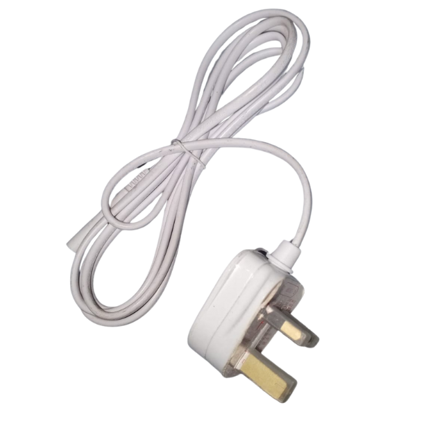 13A Fused Power Lead with Figure-8 Plug – 1M CE Marked Mains Cable (White, UK Plug)