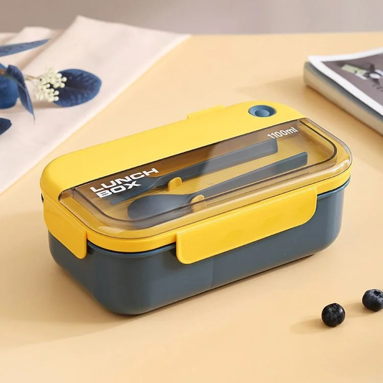 1100ML Lunch Box with Cutlery – 2 Compartment Food Storage Container for School, Office & Travel