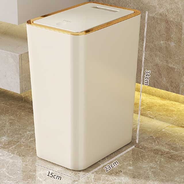 15L Nordic Gold Bathroom Trash Can – Slim Covered Trash Bin with One-Touch Lid for Bathroom, Toilet, Kitchen, Living Room & Bedroom