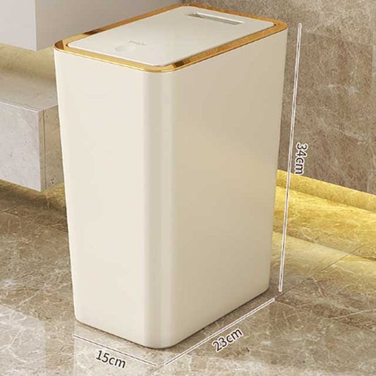 15L Nordic Gold Bathroom Trash Can – Slim Covered Trash Bin with One-Touch Lid for Bathroom, Toilet, Kitchen, Living Room & Bedroom