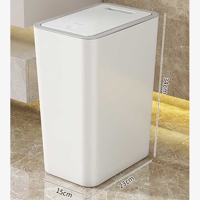 15L Nordic Gold Bathroom Trash Can – Slim Covered Trash Bin with One-Touch Lid for Bathroom, Toilet, Kitchen, Living Room & Bedroom