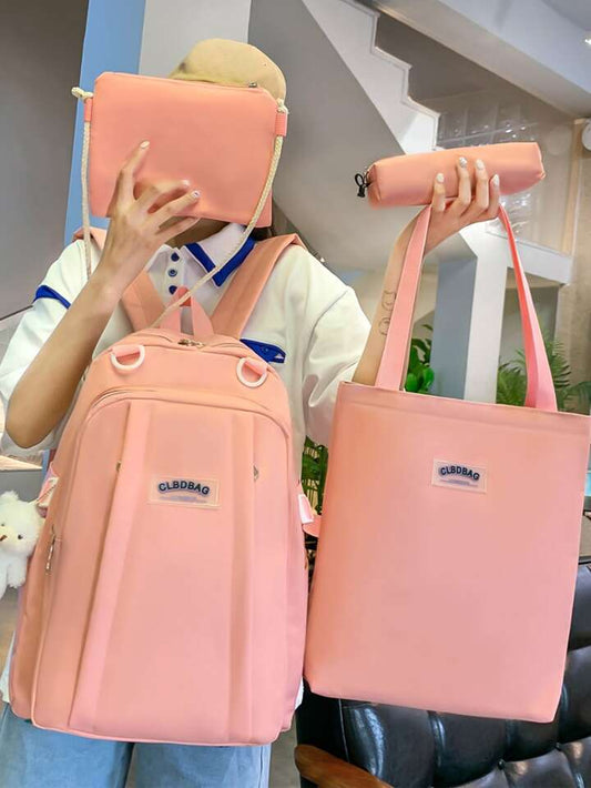 Lot de 4 sacs à dos scolaires en toile, grande capacité (EGB063)