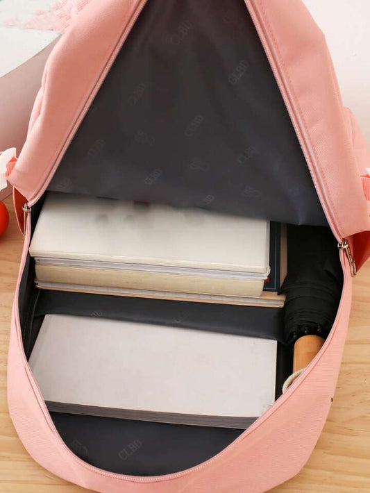 Lot de 4 sacs à dos scolaires en toile, grande capacité (EGB063)