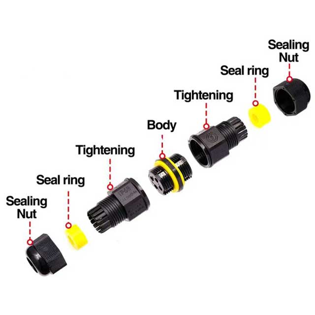 16A 450VAC M20 4-Pin Waterproof Terminal Connector – IP68 Rated Heavy-Duty Electrical Cable Connector for Industrial Applications