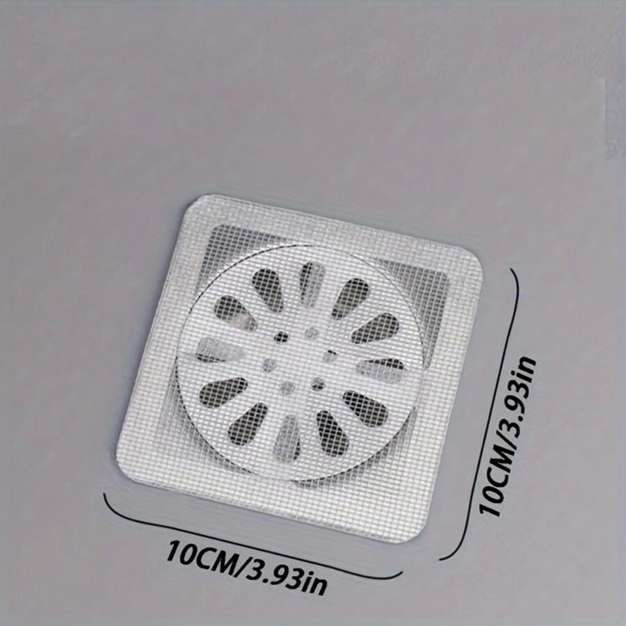 Lot de 10 grilles adhésives anti-cheveux pour bonde de douche, salle de bain, buanderie, baignoire et évier de cuisine.