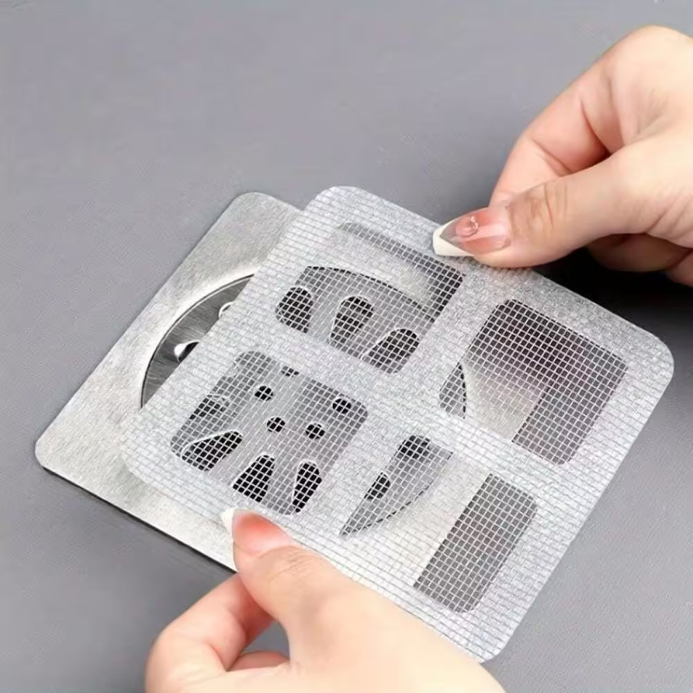 Lot de 10 grilles adhésives anti-cheveux pour bonde de douche, salle de bain, buanderie, baignoire et évier de cuisine.