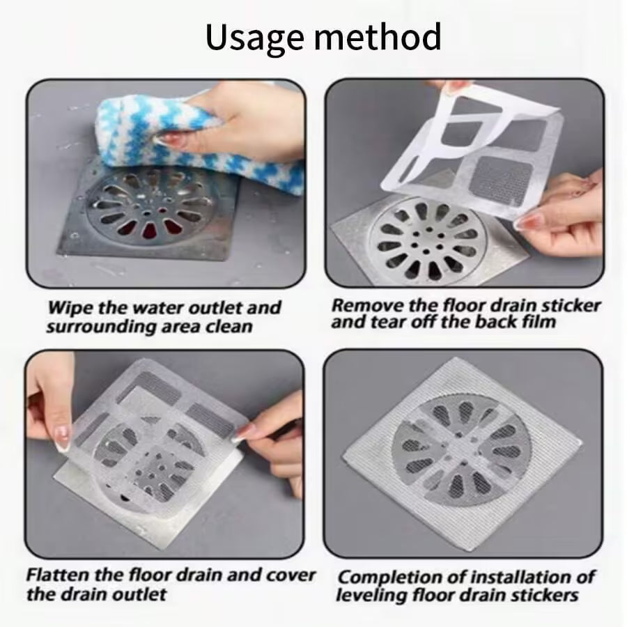 10PCS/Set Shower Drain Cover Hair Catcher Mesh Stickers for Bathroom, Laundry, Bathtub & Kitchen Sink Strainer Filter
