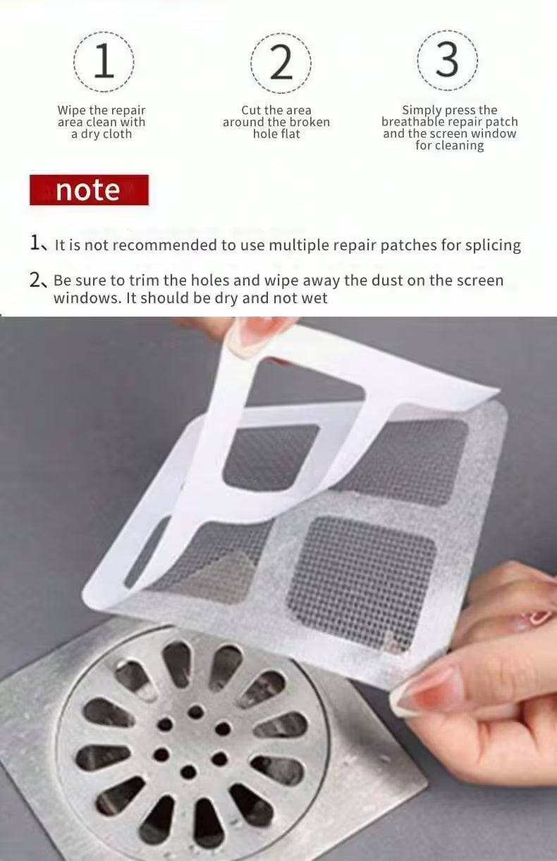 Lot de 10 grilles adhésives anti-cheveux pour bonde de douche, salle de bain, buanderie, baignoire et évier de cuisine.