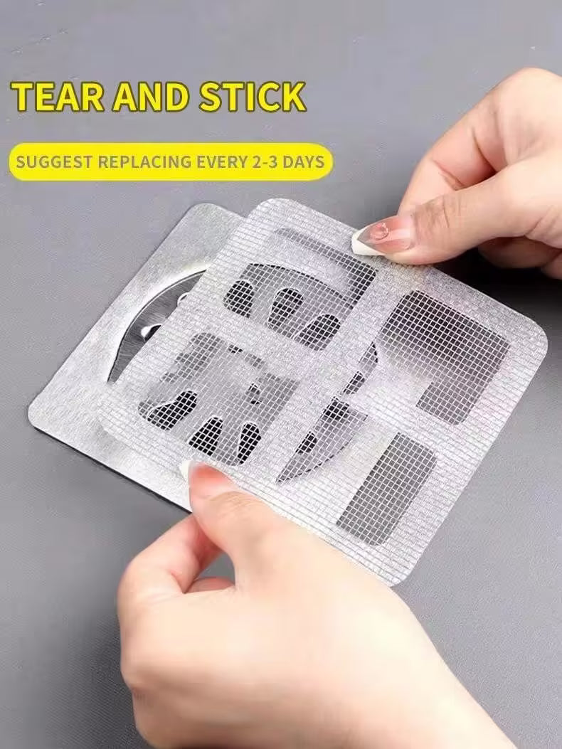 10PCS/Set Shower Drain Cover Hair Catcher Mesh Stickers for Bathroom, Laundry, Bathtub & Kitchen Sink Strainer Filter