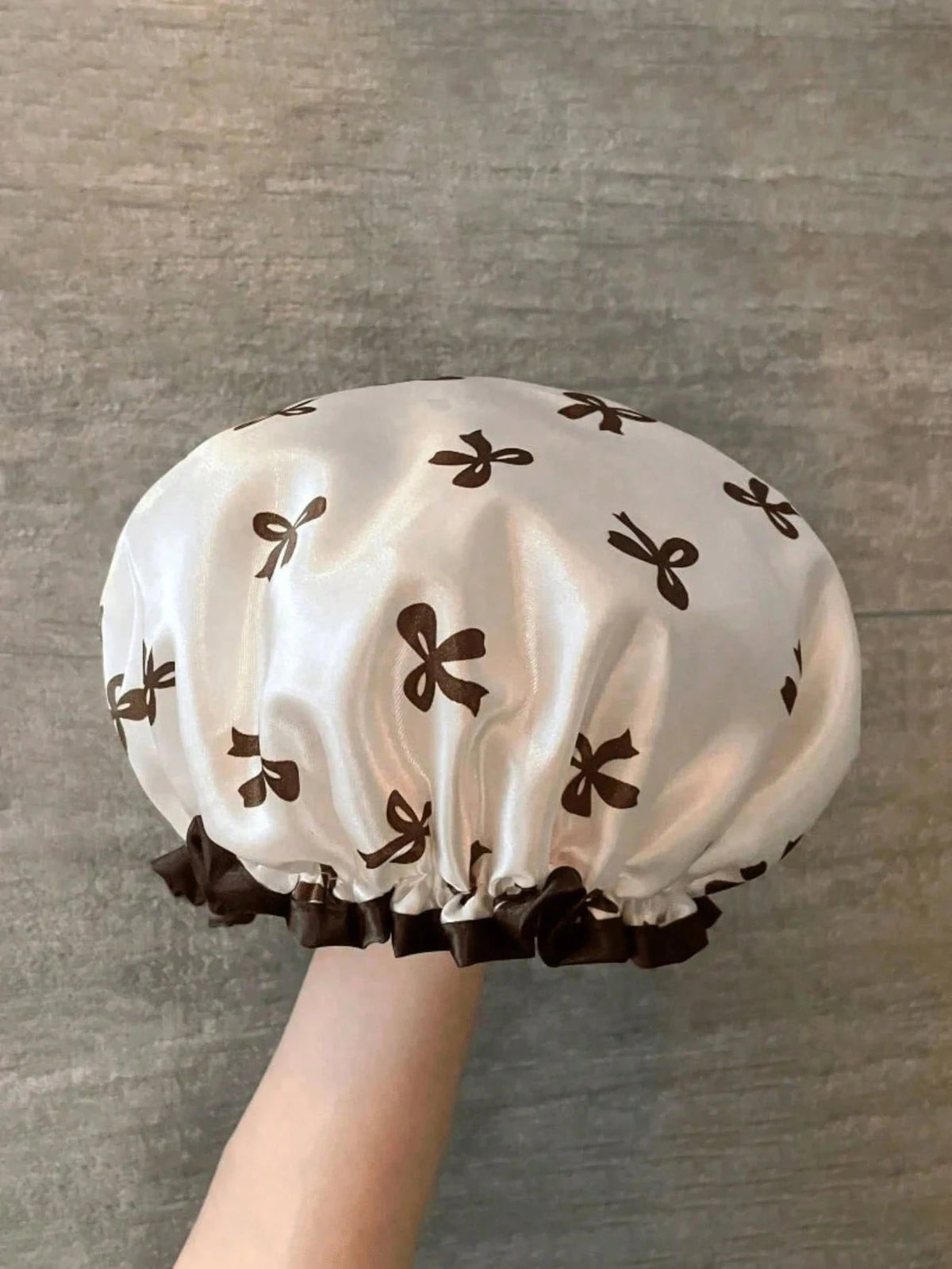 Bonnet de douche imperméable double couche – Chapeau de bain élégant imprimé – Bonnet de bain de luxe réutilisable pour femmes, spa et salon (grande capacité)