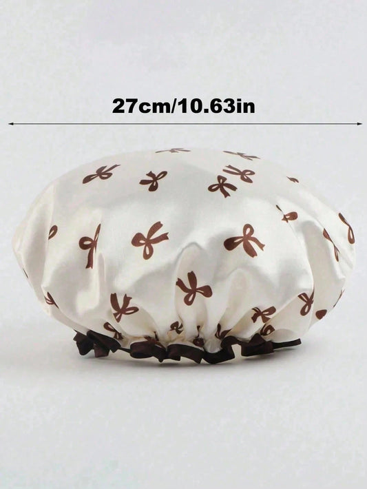 Double-Layer Waterproof Shower Cap – Stylish Printed Hair Bonnet – Reusable Luxury Bath Hat for Women, Spa, and Salon Use (Large Capacity)