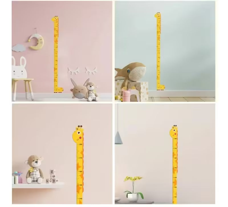 Sticker mural toise animaux de dessin animé - Papier peint toise de 170 cm pour chambre d'enfant - Décoration murale ludique pour la croissance des enfants 